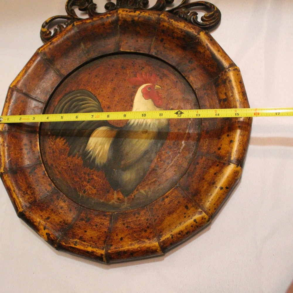 Vintage Rooster Wall Decor Farmhouse Kitchen Accent Plate Folk Art Country - Picture 4 of 7